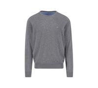 Fynch-Hatton Pullover Sfpk210 – Langarm Feinstrick, Rundhals, 100% Baumwolle, Herren XL, Grau (Steel)