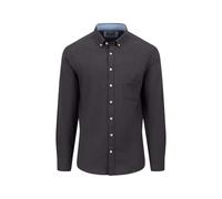FYNCH-HATTON Flanell-Hemd aus Baumwolle mit Button-Down Kragen Charcoal/M