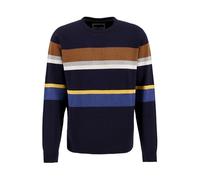 FYNCH-HATTON Gestreifter Rundhalspullover aus weicher Baumwolle Navy/XL
