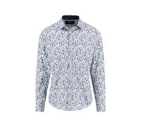 FYNCH-HATTON Hemd aus Baumwolle mit Blätter-Print und Kent-Kragen Misty Blue / 4XL