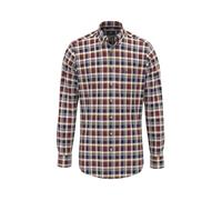Fynch-Hatton Herren Langarmhemd Washed Oxford, 100% Baumwolle, kariert, Regular Fit, Deep Merlot XL