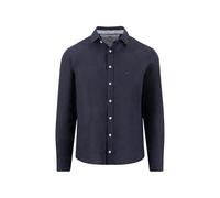 Fynch-Hatton Slim Fit Leinenhemd mit Haifischkragen in Marine, Größe L