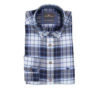 Fynch-Hatton Hemd Herren Regular Fit Langarm Flanell blau, XL