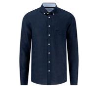 FYNCH-HATTON Herren Premium Leinenhemd mit Button-Down-Kragen, Navy, L