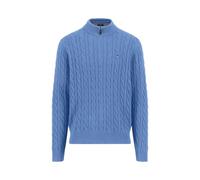 FYNCH-HATTON Herren Troyer - Zopfmuster, Baumwolle, hoher Kragen mit Reißverschluss Crystal Blue/XXL