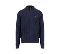 FYNCH-HATTON Herren Troyer - Zopfmuster, Baumwolle, hoher Kragen mit Reißverschluss Navy/XL