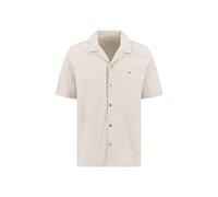 Kurzarmhemd FYNCH-HATTON, Herren, Gr. XL, N-Gr, cement, Web, Obermaterial: 100% Baumwolle, unifarben, regular fit normal, gerader Abschluss, Hemden, mit Logo Stickerei (90926742-XL) cement