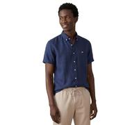 Fynch-Hatton Kurzarmhemd Herren Summer Linen Stehkragen 80% Leinen/20% Baumwolle Marine XL