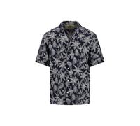 FYNCH-HATTON Kurzarmhemd aus Leinen mit Allover-Print und Reverskragen Navy / 4XL