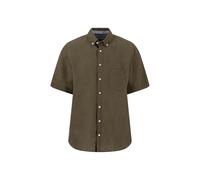 FYNCH-HATTON Kurzarmhemd aus Leinen mit Brusttasche und Button-Down-Kragen Dark Khaki/M