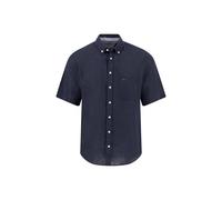FYNCH-HATTON Kurzarmhemd aus Leinen mit Brusttasche und Button-Down-Kragen Navy/XL