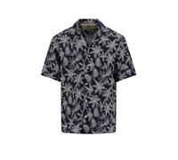 Fynch-Hatton Casual Fit Leinenhemd dunkelblau, Gemustert