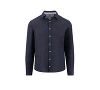 Leinenhemd FYNCH-HATTON, Herren, Gr. XL, N-Gr, navy, Web, Obermaterial: 100% Leinen, unifarben, regular fit normal, Manschette, Hemden, mit Logo Stickerei (61933211-XL) navy