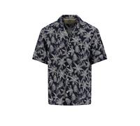 Fynch-Hatton Casual Fit Leinenhemd dunkelblau, Gemustert