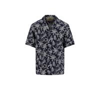 Fynch-Hatton Casual Fit Leinenhemd dunkelblau, Gemustert