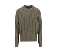 Strickpullover FYNCH-HATTON, Herren, Gr. XXL, schwarz khaki, Strick, Obermaterial: 65% Baumwolle, 35% Wolle, unifarben, normal hüftbedeckend, Rundhals, Strickbündchen, Pullover, mit Zopfmuster und Wol