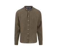 FYNCH-HATTON Leinenhemd Premium Linen Stehkragen 1/1 Dunkelkhaki Größe M