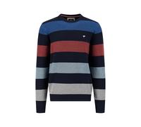 FYNCH-HATTON Pullover aus Baumwolle mit Blockstreifen und Logo Detail Navy/M