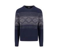 FYNCH-HATTON Pullover aus Reiner Wolle mit Jacquardmuster und Rundhalsausschnitt Navy/XL