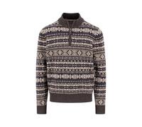 Fynch-Hatton Regular Fit Pullover aus reiner Wolle Modell 'Jacquard' in Schoko, Größe XL