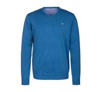 Fynch-Hatton Pullover Herren Regular Fit V-Ausschnitt Baumwolle blau, L