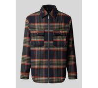 Fynch-Hatton Regular Fit Hemdjacke mit Kentkragen und Reißverschluss in Marine, Größe XXL