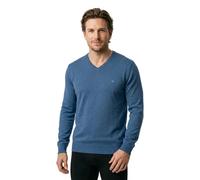 Fynch-Hatton Pullover Casual Fit V-Ausschnitt aus Baumwolle Blau Einfarbig 4XL