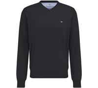 Fynch-Hatton Strickpullover V-Ausschnitt Herren 100% Baumwolle Anthrazit unifarben Gr. L (52/54)