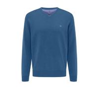 Strickpullover FYNCH-HATTON "FYNCH-HATTON Pullover mit V-Kragen", Herren, Gr. L, crystal bl, Strick, Obermaterial: 100% Baumwolle, casual, bequem hüftbedeckend, V-Ausschnitt, Langarm Flachstrickbündch