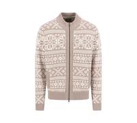 Fynch-Hatton - Zip Stand-Up Cardigan, Big Jacquard taupe - Gr. - L