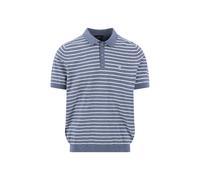 Fynch Hatton - Strickpoloshirt aus Baumwoll-Leinen-Mix blau - Gr. - XL