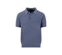 Fynch Hatton - Strickpoloshirt aus Baumwoll-Leinen-Mix blau - Gr. - XXL