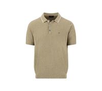Fynch Hatton - Strickpoloshirt aus Baumwoll-Leinen-Mix grün - Gr. - 3XL