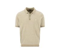 FYNCH-HATTON Strickpoloshirt aus Baumwoll-Leinen-Mix mit Streifenmuster