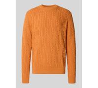 Fynch-Hatton Strickpullover aus Baumwoll-Woll-Mix mit Zopfmuster in Orange, Größe XXXL