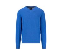 FYNCH-HATTON Strickpullover aus Baumwolle mit V-Ausschnitt - AIR Cotton Strong Blue/XL