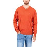 FYNCH-HATTON Strickpullover aus Baumwolle mit V-Ausschnitt Rust/XL