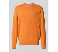 Fynch-Hatton Strickpullover aus reiner Baumwolle mit Logo-Stickerei in Orange, Größe XXXL