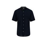 FYNCH-HATTON Kurzarm Hemd aus Leinen-Baumwoll-Mix mit Stehkragen Navy/XXL
