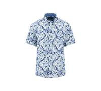 Fynch Hatton Summer Poplin Print Kurzarmhemd XL Crystal Blue