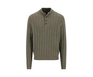 FYNCH-HATTON Troyer aus Baumwoll-Woll-Mix mit Zopfmuster Dark Khaki/S