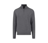 Troyer FYNCH-HATTON, Herren, Gr. M, grau (steel), Strick, Obermaterial: 100% Baumwolle, unifarben, Casual, regular fit taillenbedeckt, Rippbündchen, Pullover, mit Logo Stickerei (56094150-M) steel