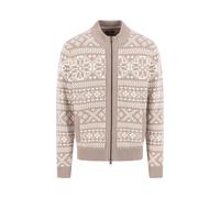 FYNCH-HATTON - Zip Stand-Up Cardigan, Big Jacquard taupe - Gr. - 3XL