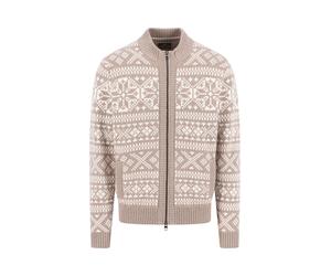 FYNCH-HATTON - Zip Stand-Up Cardigan, Big Jacquard taupe - Gr. - XXL