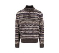 FYNCH-HATTON - Zip Troyer, Jacquard, Lambswool*RWS dark chocolate - Gr. - XXL