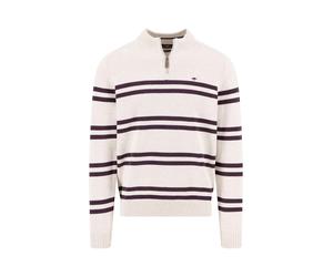 FYNCH-HATTON - Zip Troyer, Supersoft, Striped new offwhite - Gr. - XXL