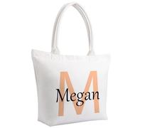 Fyore Personalisierte Einkaufsbeutel mit Initialen - Geschenk mit Namen personalisiert - Initialen Baumwolltasche mit Reißverschluss
