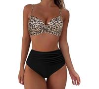 FZKun Damen-Badeanzug, 2-teilig, Triangel-Bikini-Set, Strandmode, Push-Up, solider Sommer-Badeanzug, hohe Taille, # 4, 42