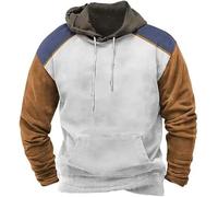 FZKun Herren-Kapuzen-Sweatshirt im Vintage-Look, langärmelig, Farbblock-Pullover, Tops, bequem, warm, Hoodies mit Tasche, # 2, XXXXX-Large