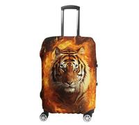 FZQVSGW Gepäckabdeckung für Reisen, cooler Tiger in Flamme, modische Gepäckabdeckungen, waschbarer Stretch-Koffer-Schutz, passend für 48,3-81,3 cm Gepäck, weiß, L